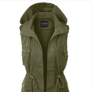 LE3NO Army Green Utility Vest (M)